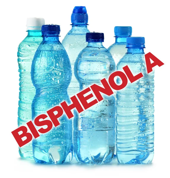 Anty bisfenol (Bpa) podpisać z plastikowych butelek wody mineralnej — Zdjęcie stockowe