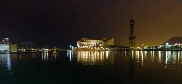 stock image Night views of the Port of Barcelona Spain