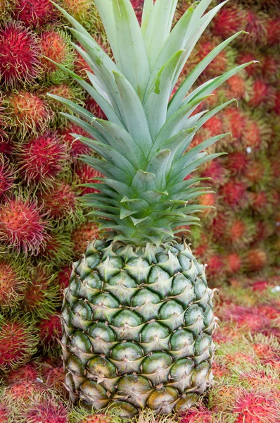 Ananas ve rambutan — Stok fotoğraf