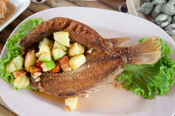 Mořské plody smažené ryby — Stock fotografie