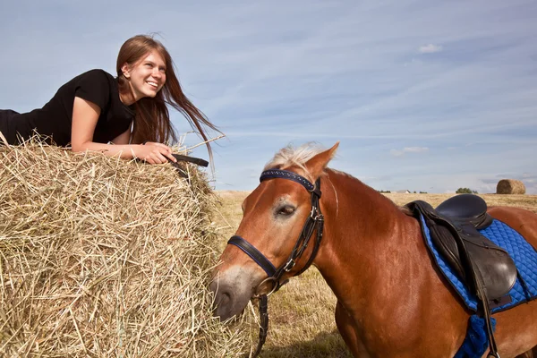 Nice Girl with a Horse — Stock Photo, Image