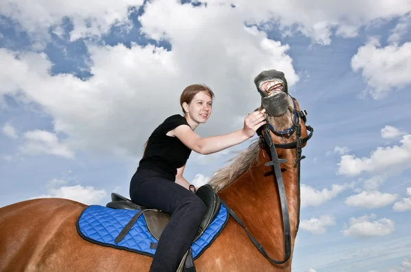 Nice Girl and a Horse — Stock Photo, Image