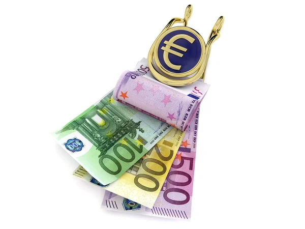 Billetes en euros en clip de dinero —  Fotos de Stock