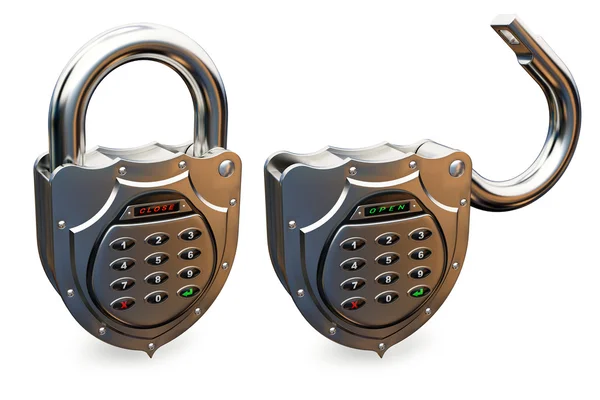 Closed and opened combination padlock — Stock Photo, Image