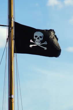 Flag of a Pirate skull and crossbones. clipart
