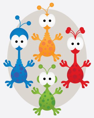 Cute Colorful Aliens Set clipart