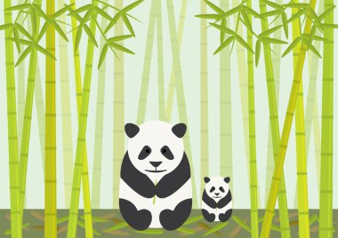 Pandas Eating Bamboo clipart