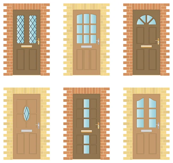 Set de puertas de madera — Vector de stock