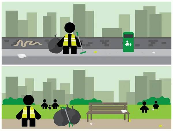 Nettoyage de la ville — Image vectorielle