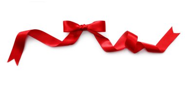 Red satin ribbon with bow clipart