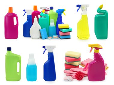 Colored plastic bottles clipart