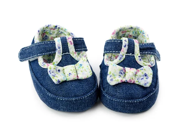 Blå baby flicka skor — Stockfoto