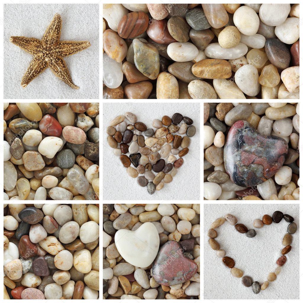 Collage of photos with stones