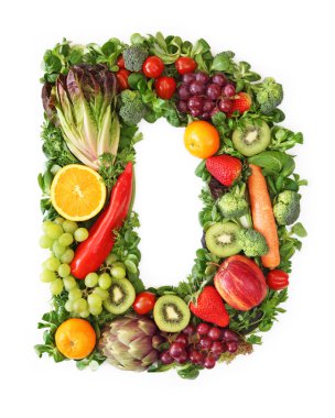 Fruit and vegetable alphabet clipart