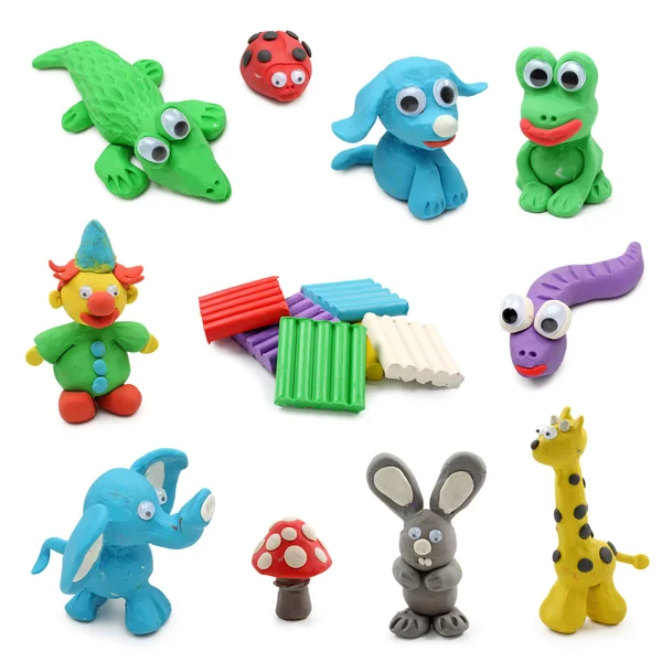 Animals made from child's play clay — Stock Photo, Image