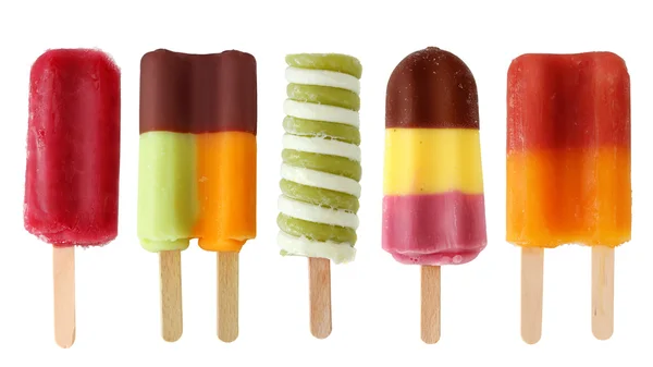 Fem färgglada popsicles — Stockfoto