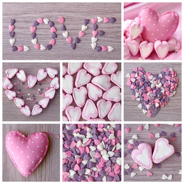 Collage der süßen Herzen — Stockfoto
