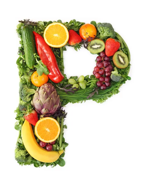 Alfabeto de frutas y verduras — Foto de Stock