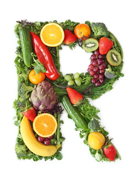 Fruit and vegetable alphabet Stock Image