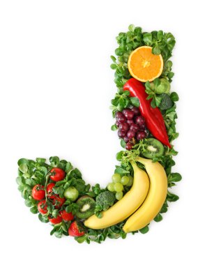 Fruit and vegetable alphabet clipart