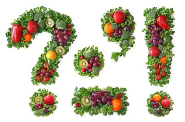 Fruit and vegetable alphabet clipart