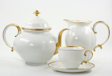 White tea service on white clipart