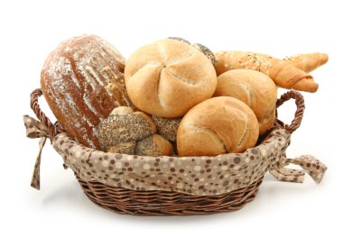 Arrangement of bread in basket clipart