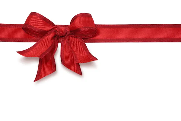 Red satin ribbon with bow — Stock Photo, Image