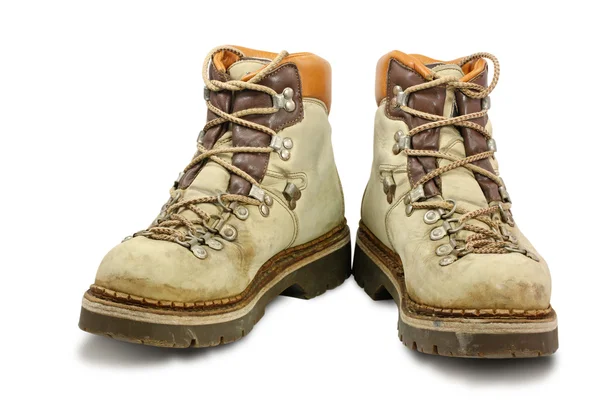 Old scuffed hiking boots — Stock Photo, Image
