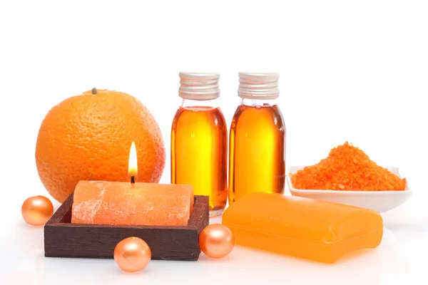 Orangener Wellnessbereich — Stockfoto