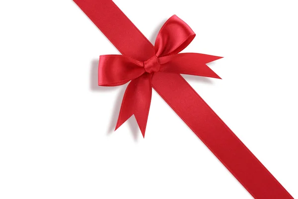 Diagonální červený dárek luk — Stock fotografie