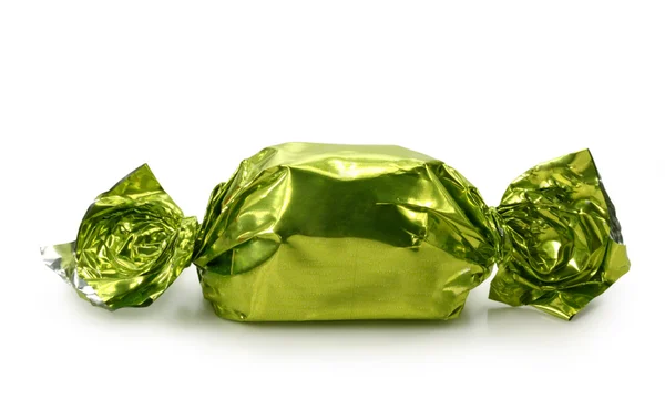 Chocolate praline in foil — Stock Photo, Image