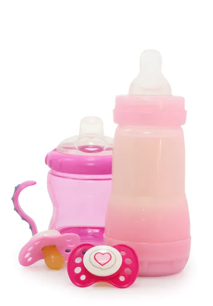 Różowy manekiny i butelki — Zdjęcie stockowe