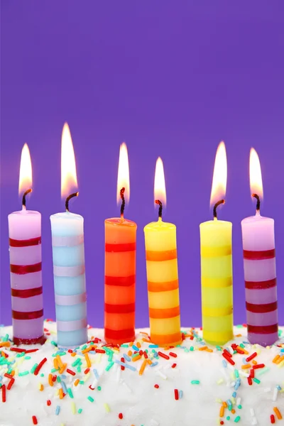 Zes birthday kaarsen — Stockfoto