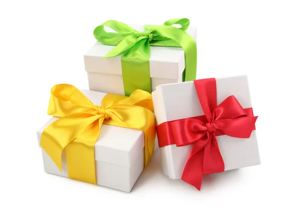 Tre vita presentförpackning — Stockfoto