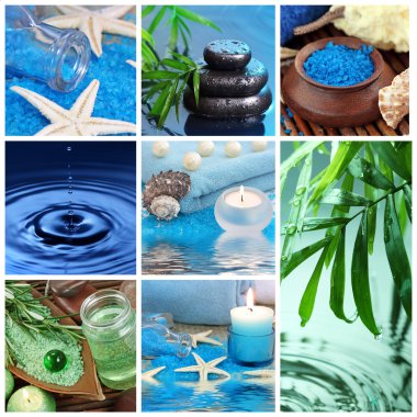 Blue spa collage clipart