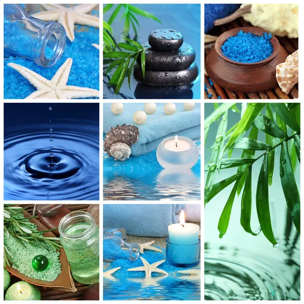 Blue spa collage — Stock Photo, Image