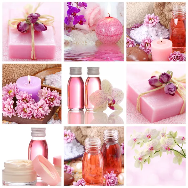 Colagem spa rosa — Fotografia de Stock