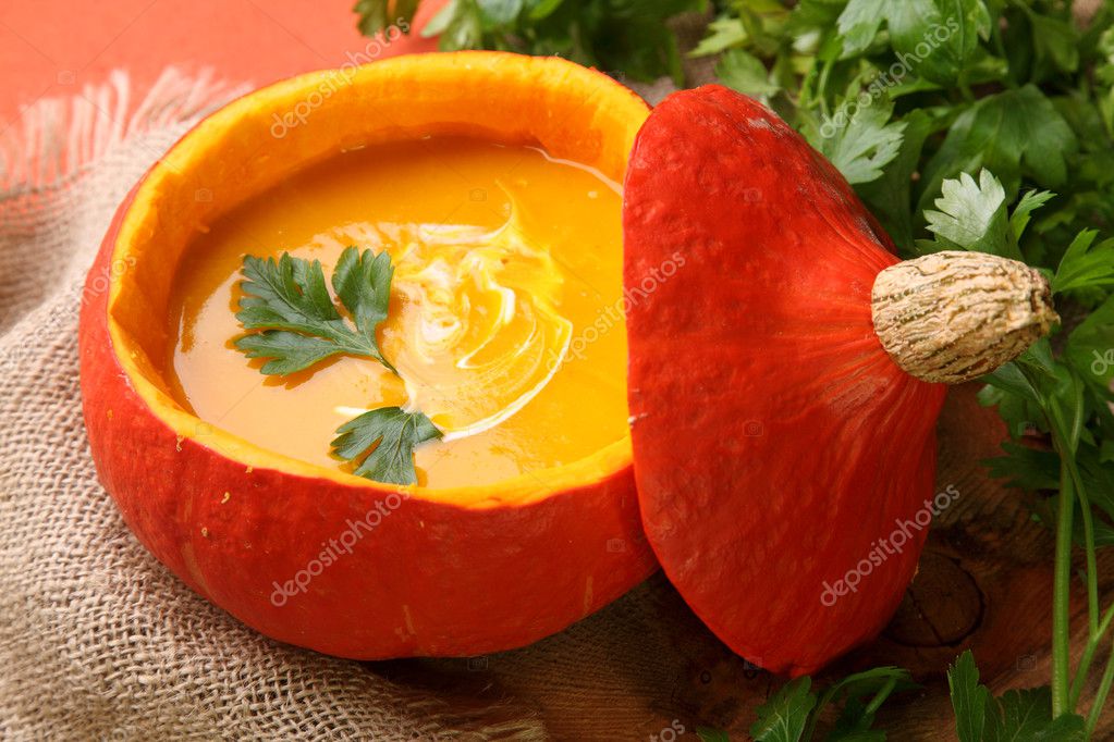 pumpkin soup - stock image