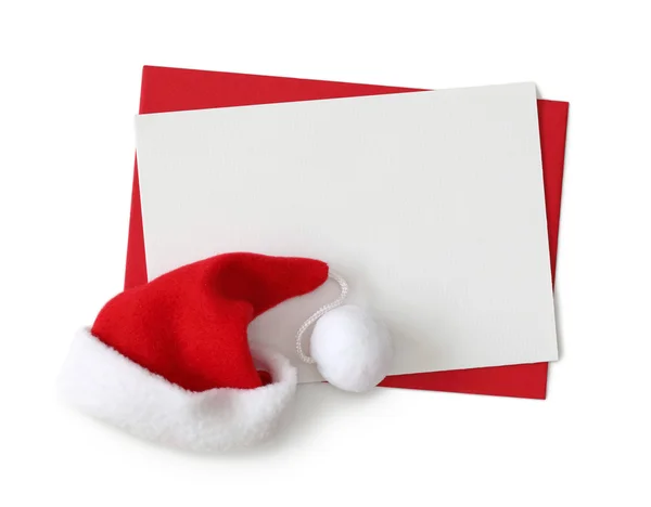 Enveloppe en papier rouge avec carte blanche — Photo