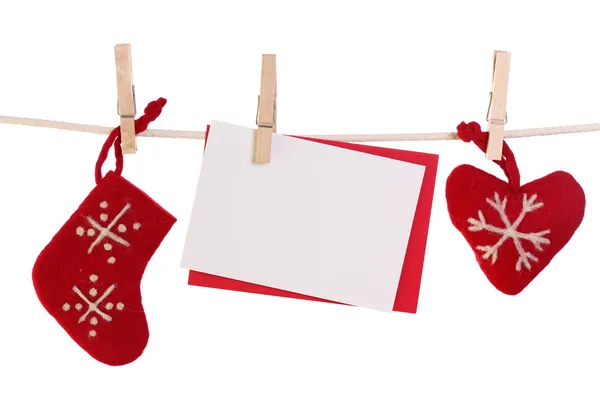 Decoração de Natal com cartão em branco — Fotografia de Stock