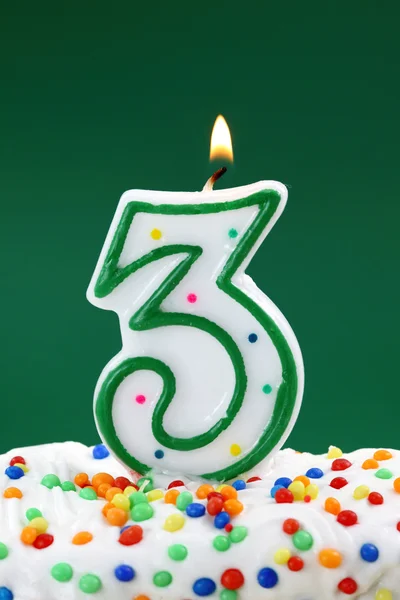 Number three birthday candle — Stock Photo, Image