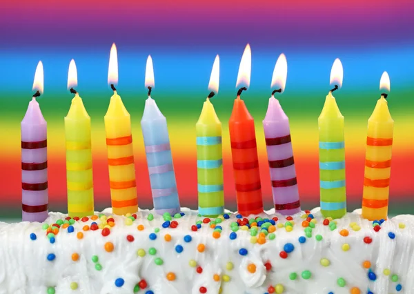 Nove velas de aniversário — Fotografia de Stock