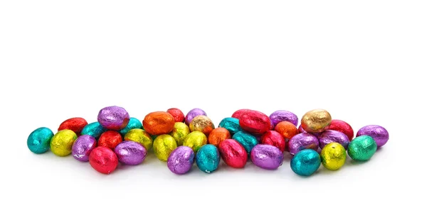 Ovos de chocolate em papel alumínio — Fotografia de Stock