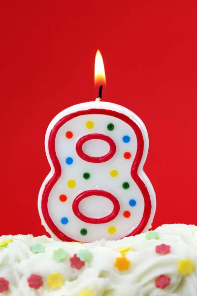 Číslo osm narozeninovou svíčku — Stock fotografie
