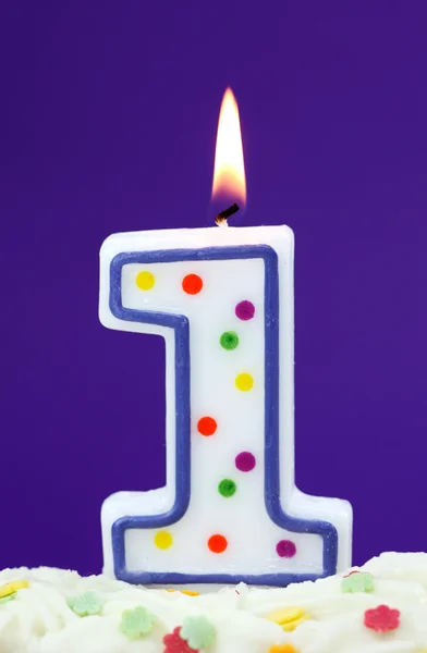 Číslo jedna narozeninová svíčka — Stock fotografie