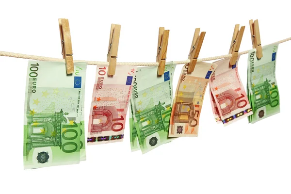 Money laundering on clothesline — Stock Photo, Image