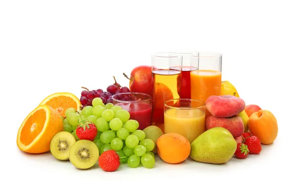 Frutas e sucos frescos — Fotografia de Stock