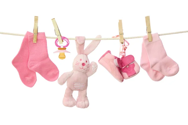 Produtos de bebê rosa — Fotografia de Stock