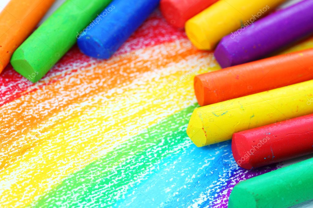 Oil pastel crayons on white hi-res stock photography and images